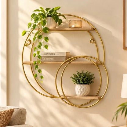 Modern 3-Tier Circular Wall Shelf – Decorative Storage Organizer