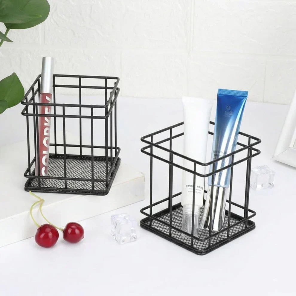 Multi-Use Iron Storage Bucket – Elegant Desktop Organizer