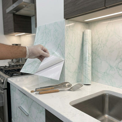 Peel and Stick Marble Wallpaper for Kitchen Renovation