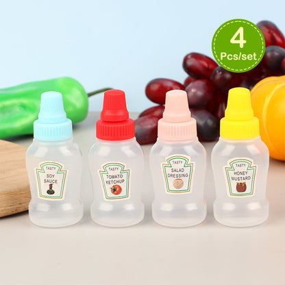 Portable Sauce Dispenser Bottles – Set of 4 for Lunch & Travel