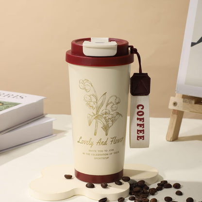 Portable Tea & Coffee Cup – Stylish Travel Tumbler with Strap