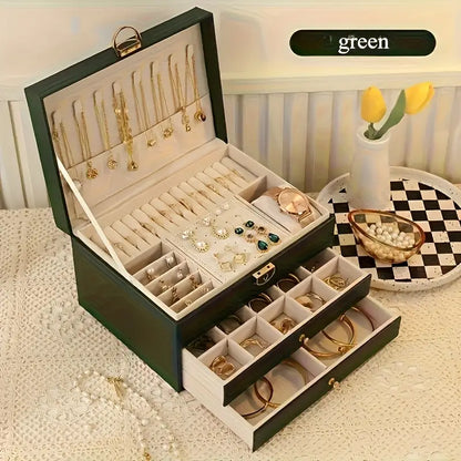 Secure 3 Tier Jewelry Box – Stylish Organizer for Home & Travel