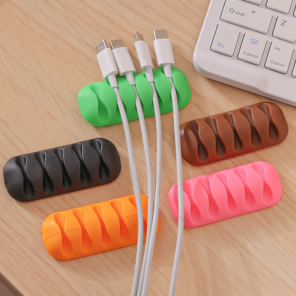 Self-Stick Silicone Cable Holder – Multi-Slot Wire Organizer for Desk & Home