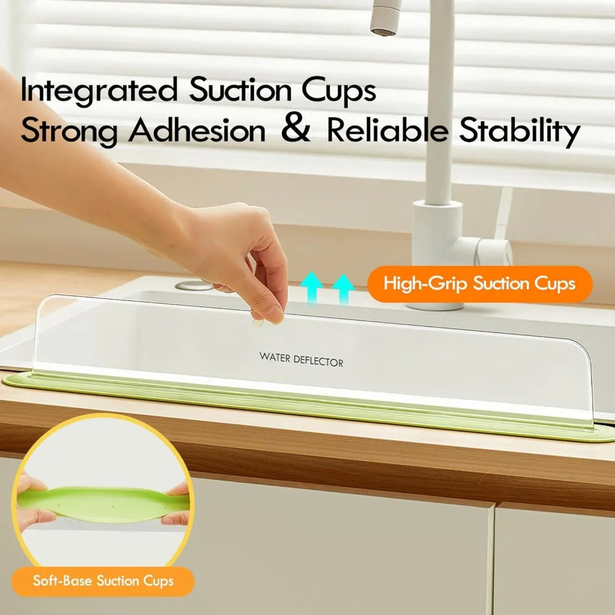 Transparent Acrylic Sink Splash Protector with Strong Suction Cups