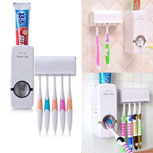 Best Quality Set of Toothpaste Dispenser & Brush Holder - White