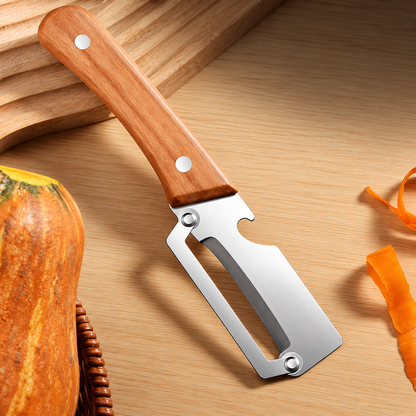 Wooden Handle Vegetable Peeler – 2-in-1 Stainless Steel Fruit Peeling Tool