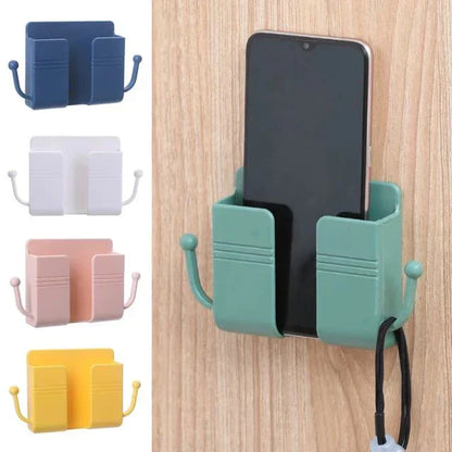 3 Pcs Self-Adhesive Wall Mounted Phone Holder With Hooks