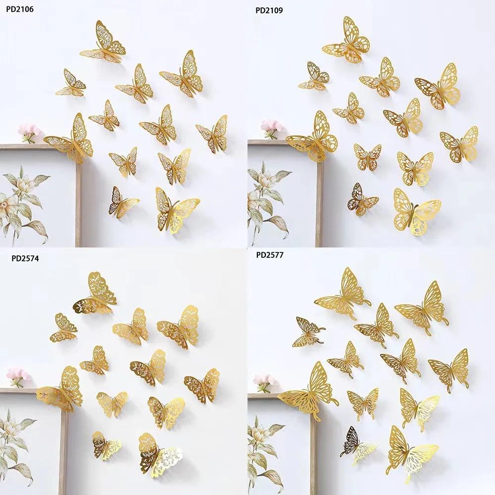 12Pcs Golden Butterfly Stickers