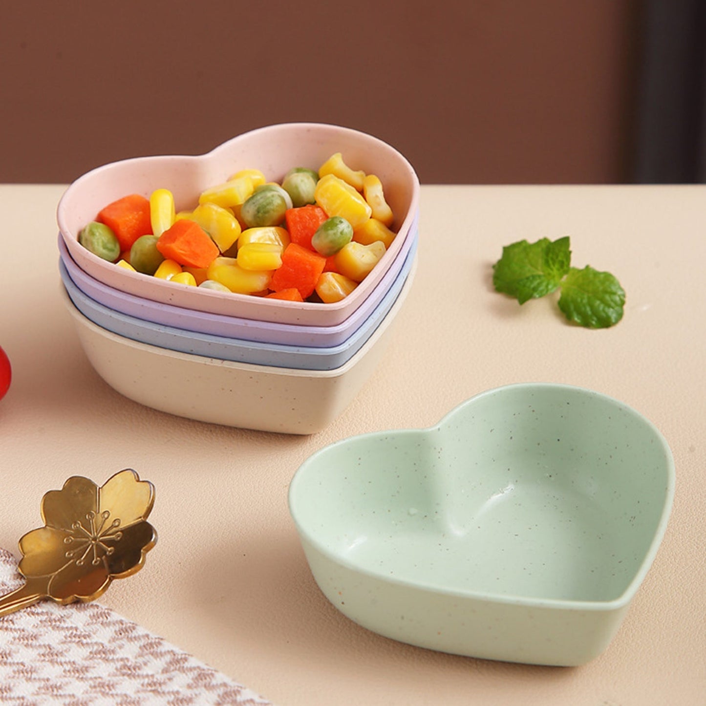 4 Pcs Cute Heart Shaped Seasoning Dish