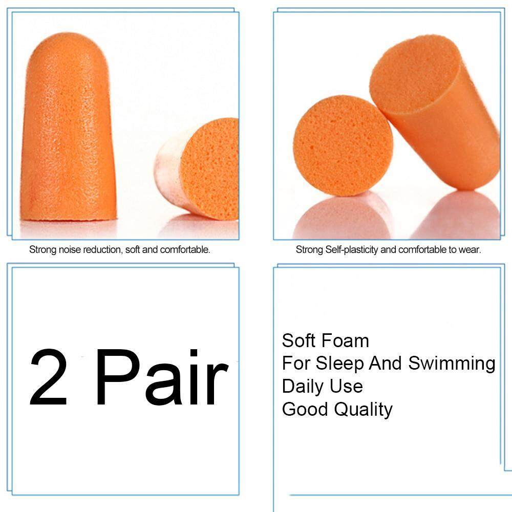 2 Pairs Noise Reduction Ear Plugs - Soft Foam Earplugs for Sleeping, Swimming, and Work