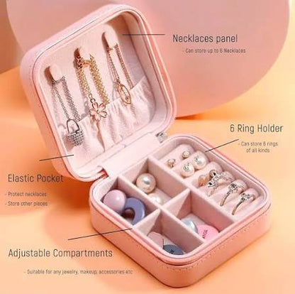 Small Jewelry Travel Case – Portable Organizer for Rings, Earrings & Necklaces