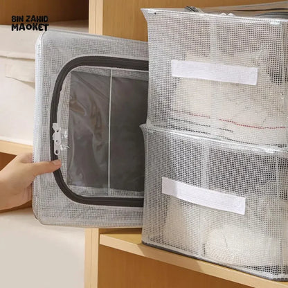 Under Bed Shoe Storage Box – Transparent Waterproof PVC Organizer with Zipper Closure