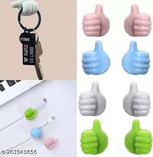 2Pcs Self Adhesive Wall Thumb Hook (Random Colors)